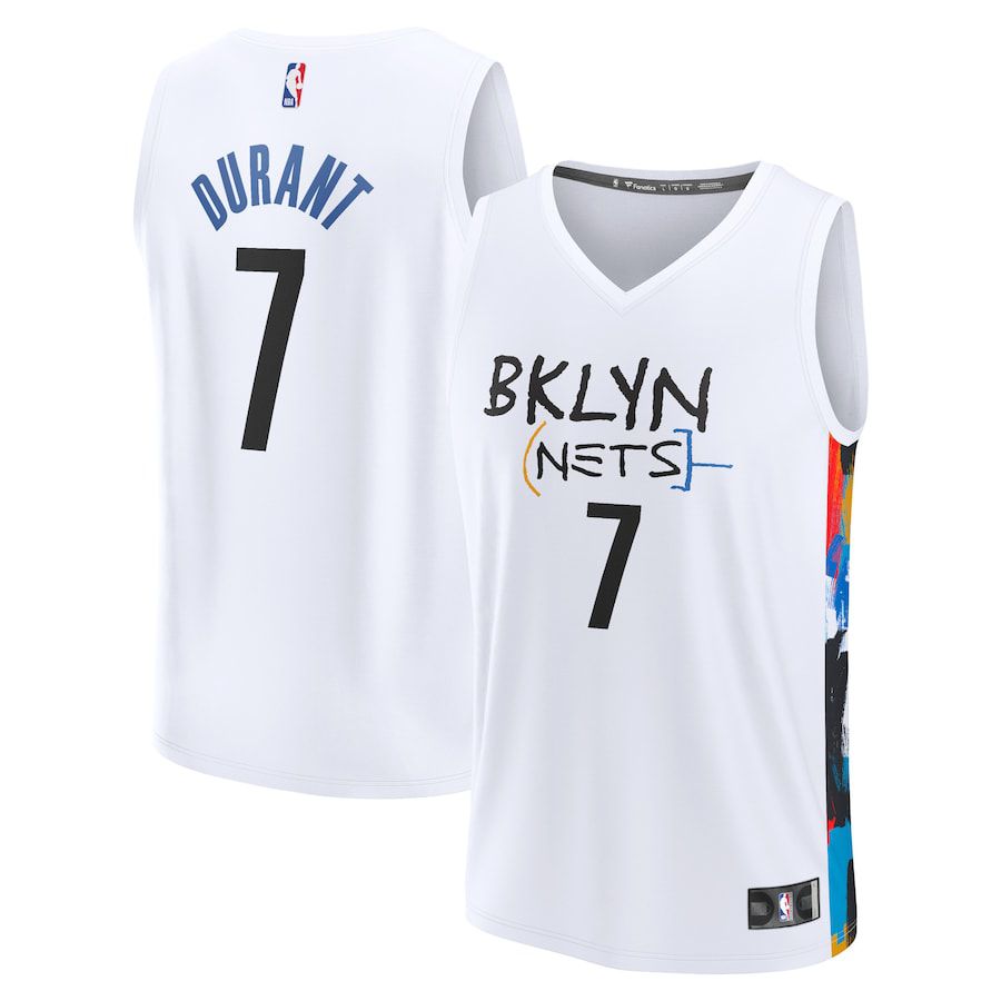 Men Brooklyn Nets #7 Kevin Durant Fanatics Branded Silver City Edition 2022-23 Fastbreak NBA Jersey->customized nba jersey->Custom Jersey